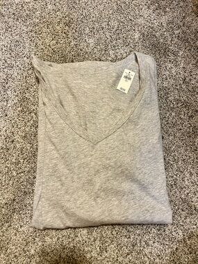 Light Gray Oversized V-Neck Tee